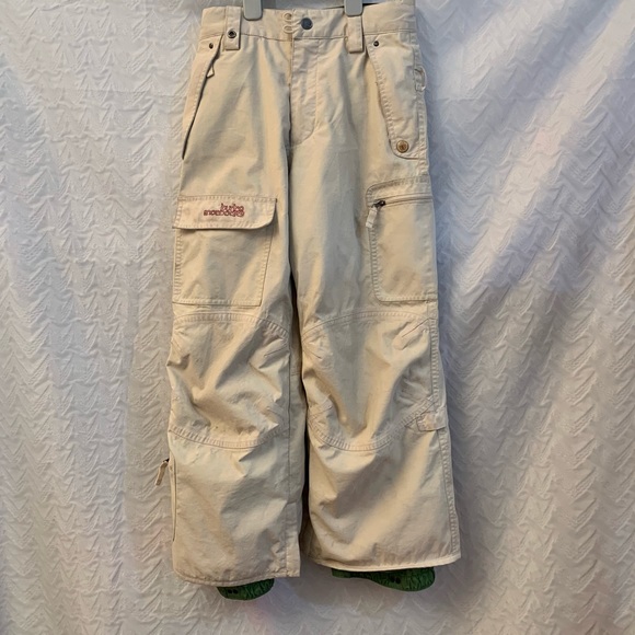 Burton Bottoms Burtons Girls Cargo Snowboard Pants Cream And Green